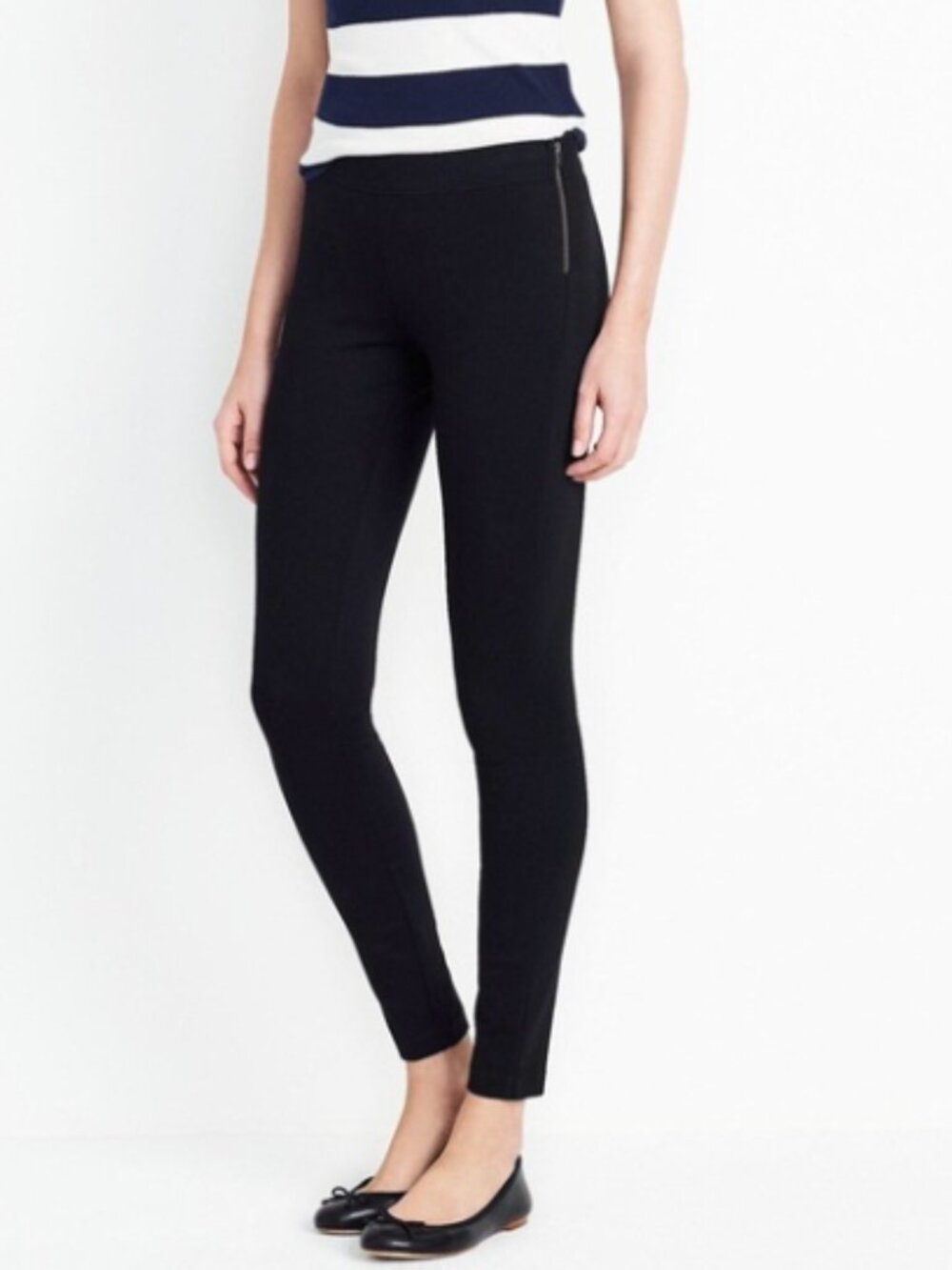 J Crew Factory Gigi black side zip legging pants elastic band